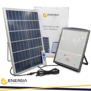 Proiettore LED 300w Luce Fredda con Pannello Solare 2700 Lumen